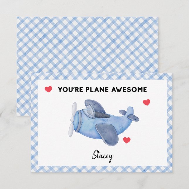 Klassenzimmer-Valentinstag "Plane Awesome" (Vorne/Hinten)