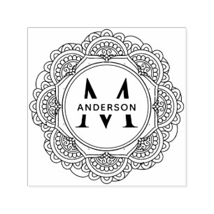 KLASSIC VERZIERT MANDALA CUSTOM MONOGRAM FAMILIENN PERMASTEMPEL