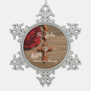 Klassifikations-Jahrestags-Rose und Rosenbeet des Schneeflocken Zinn-Ornament