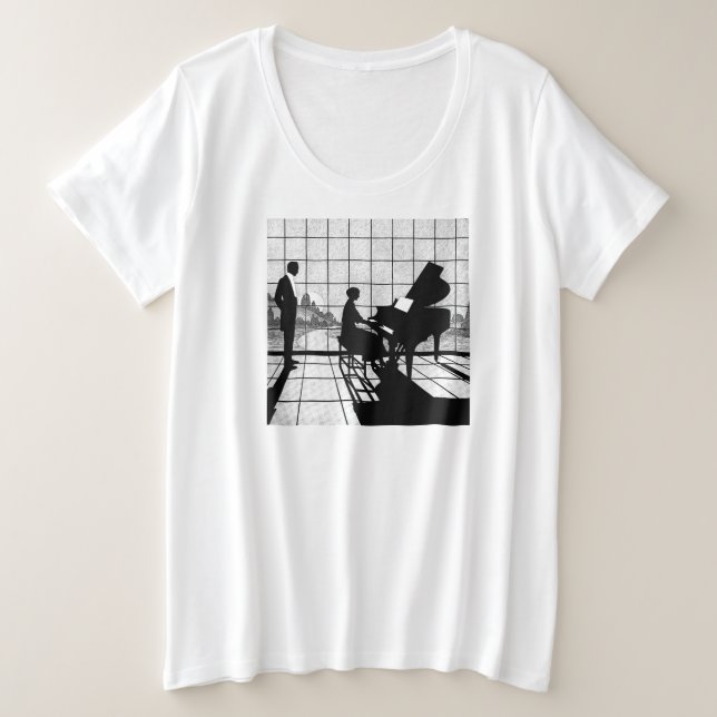Klassik der "Serenade des Pianisten" Große Größe T-Shirt (Design vorne)