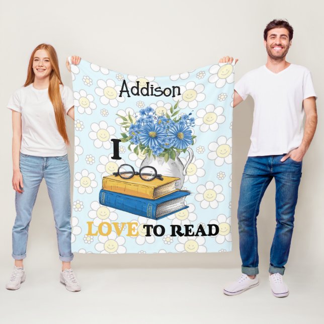 Klassik "I Liebe to read" personalisiert Fleecedecke (Beispiel)