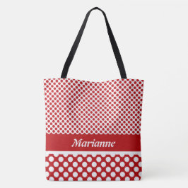 Klassik Rot und Weiß Polka Dot Tote Tag
