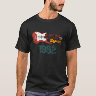 Klassik Seit März 1992 31St Birthday Gitarre Liebe T-Shirt