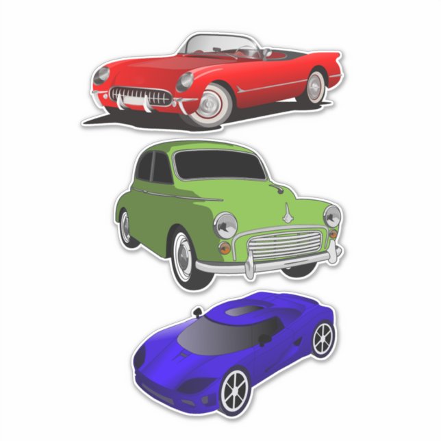 Klassik- und Sportwagen Clipart Aufkleber (Vorderseite)