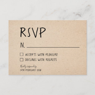 KLASSIKALE, HANDSCHRIFTLICHE RSVP-KARTE - KRAFT-PA RSVP KARTE