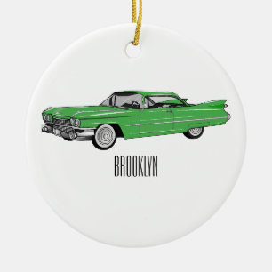 Klassiker-Auto 1959 Cartoon-Illustration Keramik Ornament