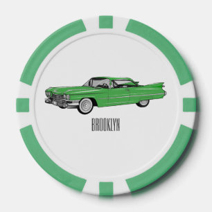 Klassiker-Auto 1959 Cartoon-Illustration Pokerchips