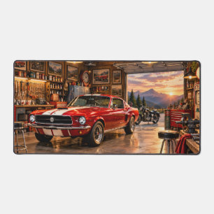 Klassiker-Autogarage Sonnenuntergang Schreibtischunterlage