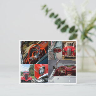 Klassiker-Autos Collage Postkarte Grußkarte