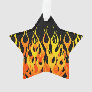 Klassiker, der Flammen auf festem Schwarzem läuft Ornament