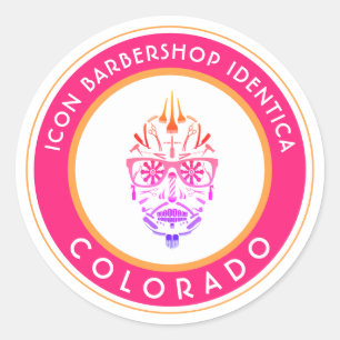 Klassiker des Barbershop Zucker Schädels Runder Aufkleber