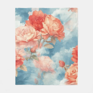 Klassiker - Engelhaftes Rosa und Rote Rosen in wei Fleecedecke