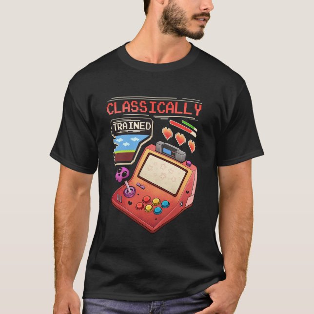 Klassisch ausgebildete Retro Arcade Gamer Pixel Ar T-Shirt (Vorderseite)