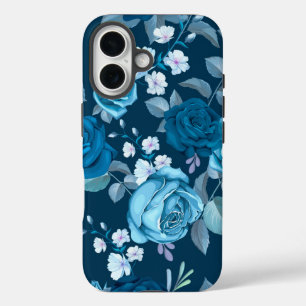 Klassisch Blau Blume iPhone 16 Hülle