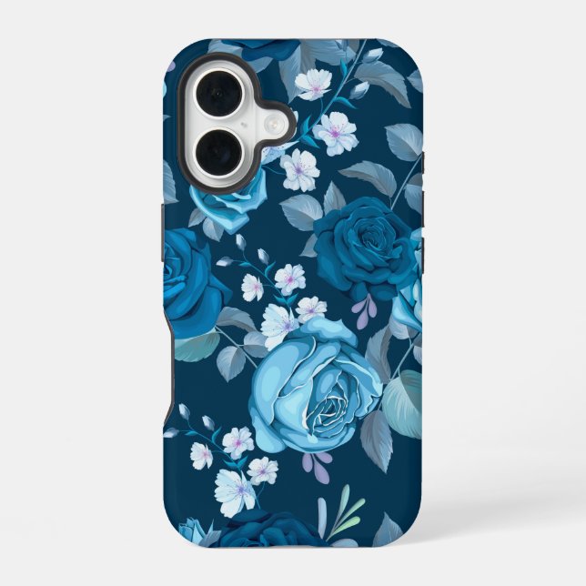 Klassisch Blau Blume iPhone 16 Hülle (Rückseite)