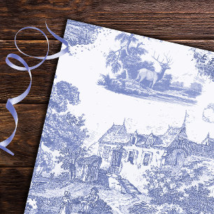 Klassisch Blau Vintage Französisches Chateau Toile Geschenkpapier