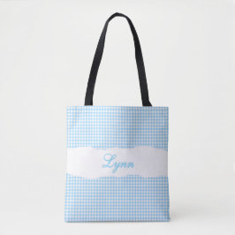 Klassisch Blau & Weiß Gingham | Personalisierter N