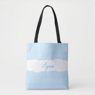 Klassisch Blau & Weiß Gingham   Personalisierter N