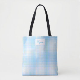 Klassisch Blau & Weiß Gingham | Personalisierter N