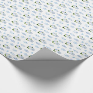 Klassisch blaue weiße Florale und Ingwer-Jar-Kera Geschenkpapier