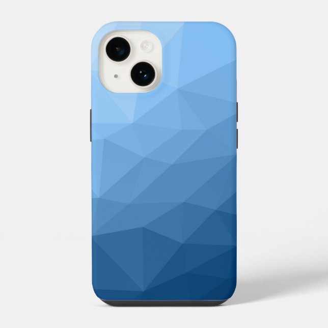 Klassisch blauer Gradient geometrisches Mesh-Muste iPhone Hülle (Rückseite)