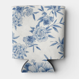 Klassisch Blaues Blumen-Toile-Wasserfarbenmuster W Dosenkühler