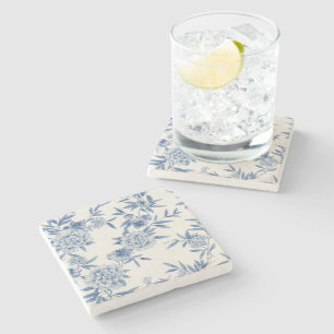 Klassisch Blaues Blumen-Toile-Wasserfarbenmuster W Steinuntersetzer