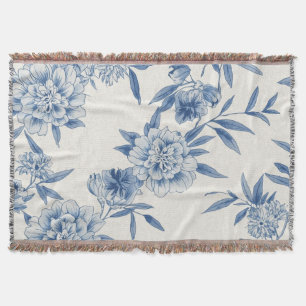 Klassisch blaues florales Toile-Wasserfarbenmuster Decke