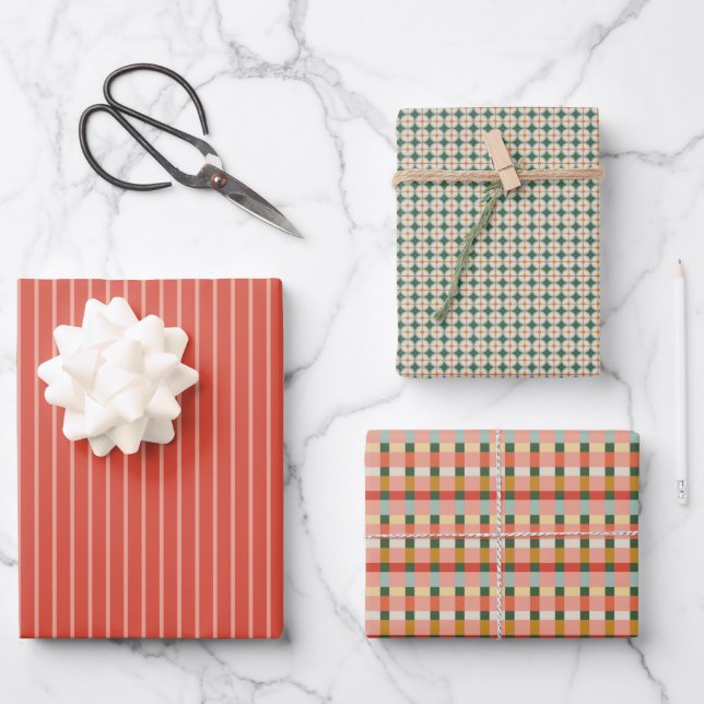 Klassisch Bunt Geometrisch  Geschenkpapier Set (Vorderseite)