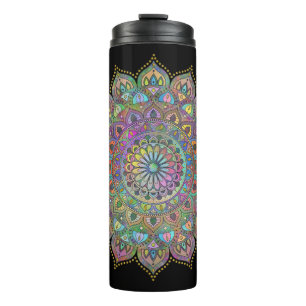 Klassisch buntes Mandala Indien Stil 1 Thermosbecher