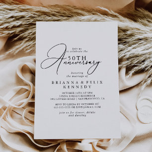 Klassisch-chic-minimalistische 50. Hochzeitstag-Fe Einladung