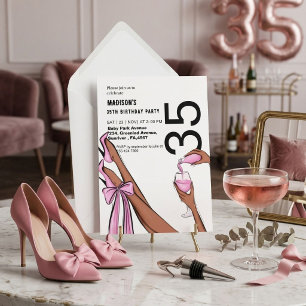 Klassisch & Chic Mode Mädchen 35. Geburtstag Grafi Einladung