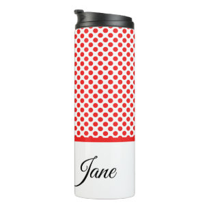 Klassisch Chic Rote Punkte Muster Benutzername Thermosbecher
