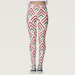 Klassisch diagonal geometrisch zigzag burgundy bla leggings