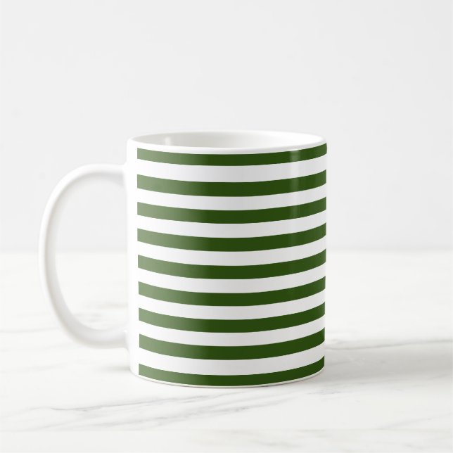 Klassisch dunkelgrün und weiß, horizontal gestreif kaffeetasse (Links)