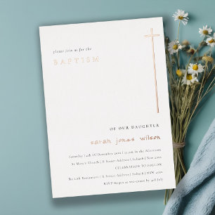 Klassisch Einfach Elegant Minimale Typografie Tauf Folieneinladung