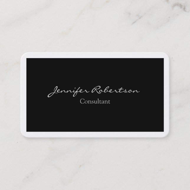 Klassisch einfach Schwarz-weiß Schlicht einzigarti Visitenkarte (Vorderseite)