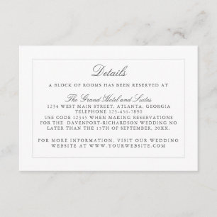 Klassisch einfache elegante Hochzeitsinformationen Begleitkarte