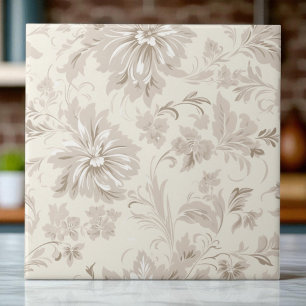 Klassisch einfache florale weiche Beigetöne Fliese