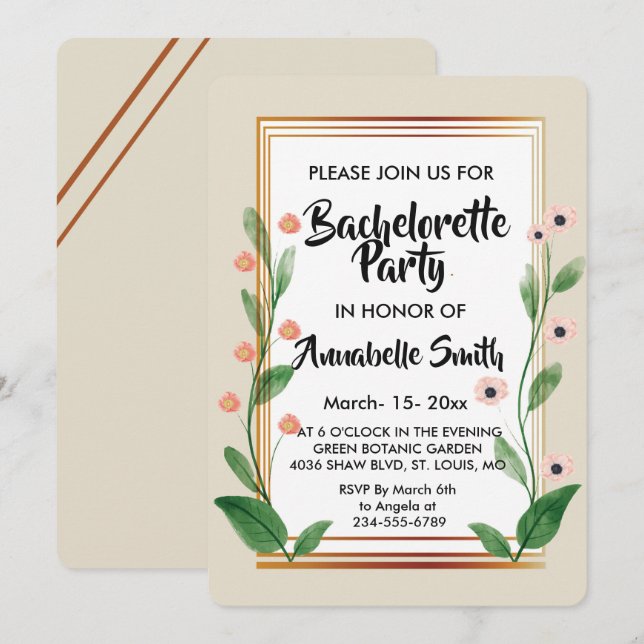 Klassisch & elegant Anspruchsvoller Bachelor Einladung (Vorne/Hinten)