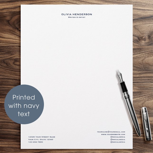 Klassisch & elegant Beruflich Business Navy Blue Briefbogen (Von Creator hochgeladen)