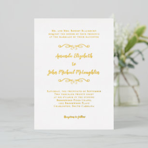 Klassisch Elegant Einfach Formal Weiße Hochzeit Go Folieneinladung