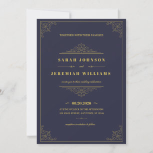 Klassisch Elegant Formal navyblau und Gold vintage Karte