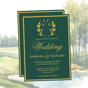Klassisch Elegant mit Details Golf-Thema-Hochzeit Einladung