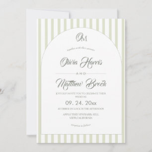 Klassisch Elegant⎮Sage Streifen Hochzeit Einladung