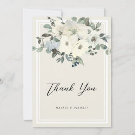Klassisch Elegant Vintage Creme Florale Hochzeit Dankeskarte