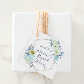 Klassisch elegante blaue Blumen-Brautparty Geschenkanhänger