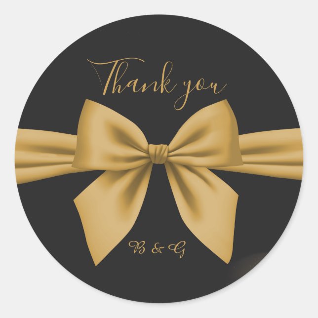 klassisch elegante filigrane schwarze goldene Hoch Runder Aufkleber (Vorderseite)