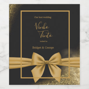 klassisch elegante filigrane schwarze goldene Hoch Weinetikett