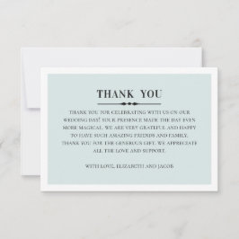 Klassisch elegante Hochzeit. Einfach grau und blau Dankeskarte